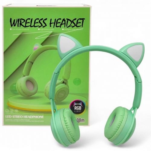 Навушники бездротові, підсвічування, Bluetooth, (САЛАТОВІ)