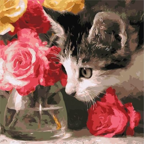 Картина по номерах "Пухнастий дослідник" 40х40 см