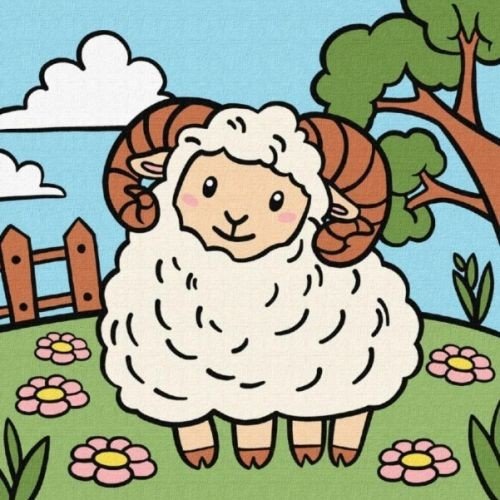 Картина по номерах для дітей "Баранчик" 25х25 см