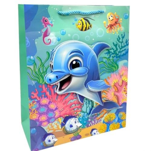 Пакет подарунковий, 32х26х12 см (ДЕЛЬФІН)