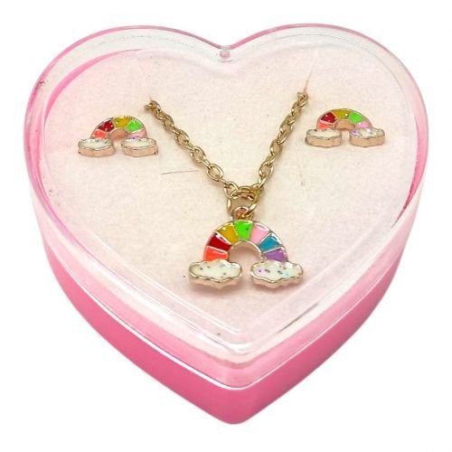 Дитячий набір прикрас: кулон+сережки (З веселкою)