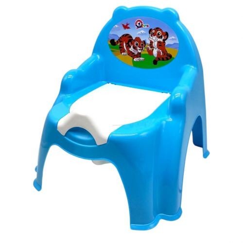 Горщик дитячий з кришкою,(БЛАКИТНИЙ) З ТИГРИКАМИ