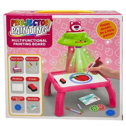 Столик з проєкторм на батарейках (герой, підсвітка, диски, фломастери)