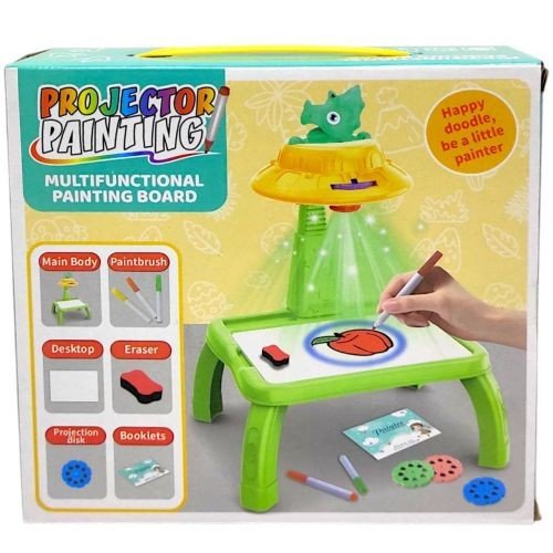 Столик з проєкторм на батарейках (герой, підсвітка, диски, фломастери)