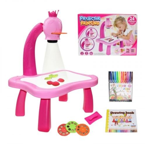 Столик з проєктором, на батарейках, музика, 3 диски, фломастери, в коробці