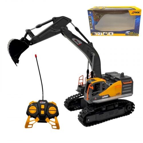Спецтехніка на радіокеруванні “Екскаватор”, підсвічування, акум. 3.7V, USB-кабель, пульт 40 MHz, масштаб 1:24, гусеничний хід, автоматичний рух ковша, рухома платформа з тріскачкою, в коробці