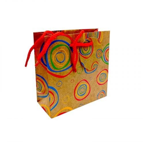 Пакет паперовий 16х16х7 см, райдужні кола