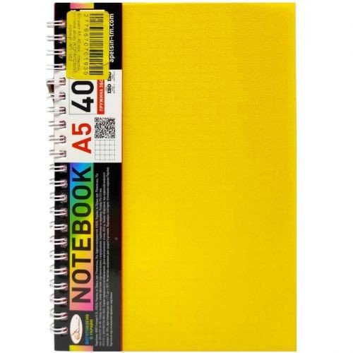 Блокнот А5, 40 арк., пластик, пружина збоку (ЖОВТИЙ)