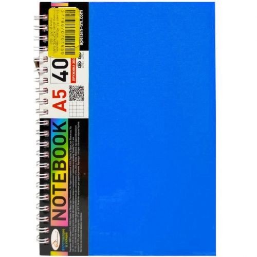 Блокнот А5, 40 арк., пластик, пружина збоку (БЛАКИТНИЙ)