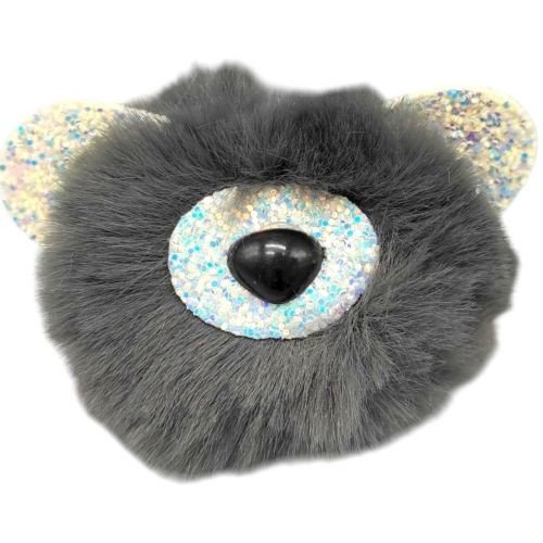 Брелок Ведмедик вушка з блисткіками (ТЕМНО-СІРИЙ)