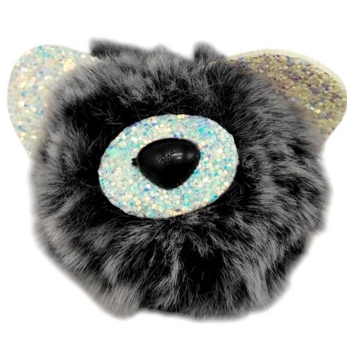 Брелок Ведмедик вушка з блисткіками (ЧОРНО-БІЛИЙ)