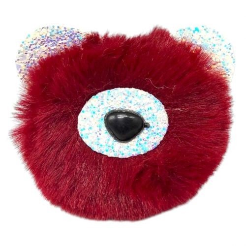 Брелок Ведмедик вушка з блисткіками (БОРДОВИЙ)