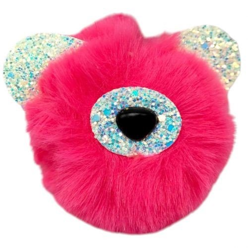 Брелок Ведмедик вушка з блисткіками (ТЕМНО-РОЖЕВИЙ)