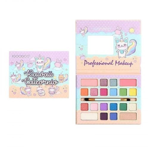 Косметика 16 кольорів тіней, пензлик, дзеркальце, рум’яна, контуринг, в коробці