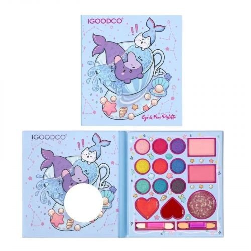 Косметика 9 кольорів тіней та аплікатори, румʼяна, блиск для губ, у коробці