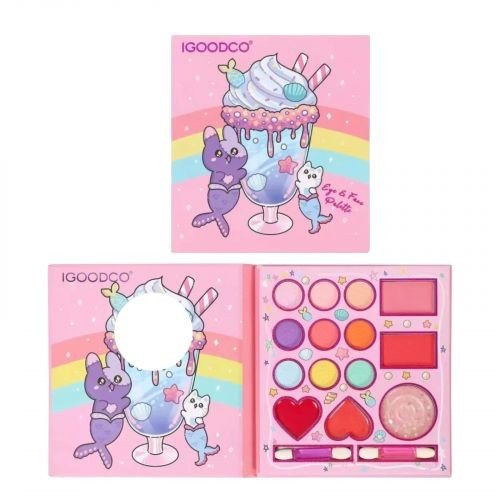 Косметика 9 кольорів тіней та аплікатори, румʼяна, блиск для губ, у коробці