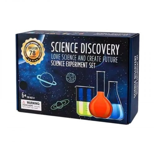 Набір хіміка 78 варіацій експериментів, 3 баночки з фарбою, реактиви-порошки, 4 мірні склянки, лійка, пластиковий м’ячик, 2 свічки, шприц без голки, піпетки, ложечка, 3 повітряні кульки, в коробці