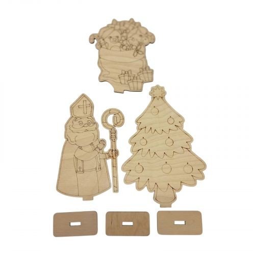 Деревʼяні новорічні прикраси 3 фігурки в наборі