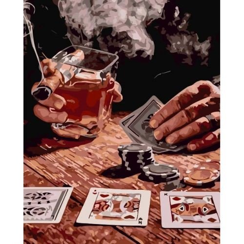 Картина за номерами "Покер Віски Сигара" 40х50 см
