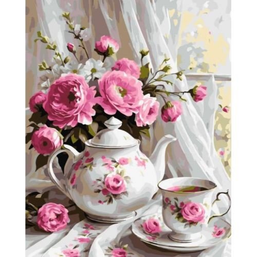 Картина за номерами "Ароматний чай з квітами" 40*50 см