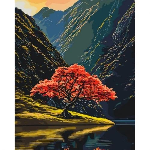 Картина за номерами "Дерево серед гір" 40*50 см