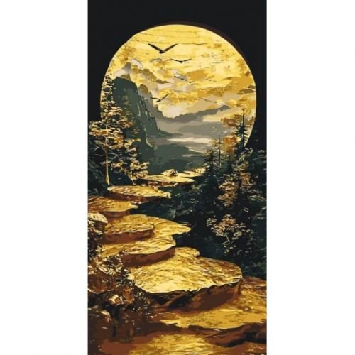 Картина за номерами з фарбами металік "Шлях до світанку" 40*80 см