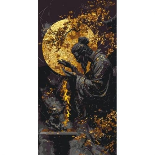 Картина за номерами з фарбами металік "Тиша великого майстра" 40*80 см