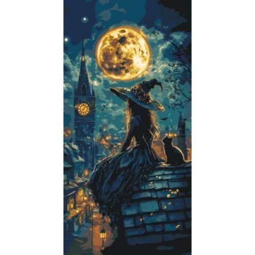 Картина за номерами з фарбами металік "Юна відьма" 40*80 см