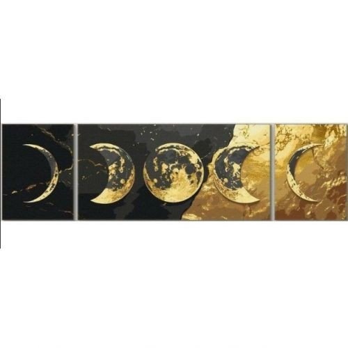 Картина за номерами  (триптих) з фарбами металік "Золото Всесвіту" 40*150 см