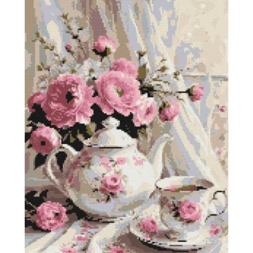 Алмазна мозаїка "Ароматний чай і квіти" 40х50 см