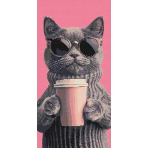 Алмазна мозаїка "Котячий вайб" 40х80 см