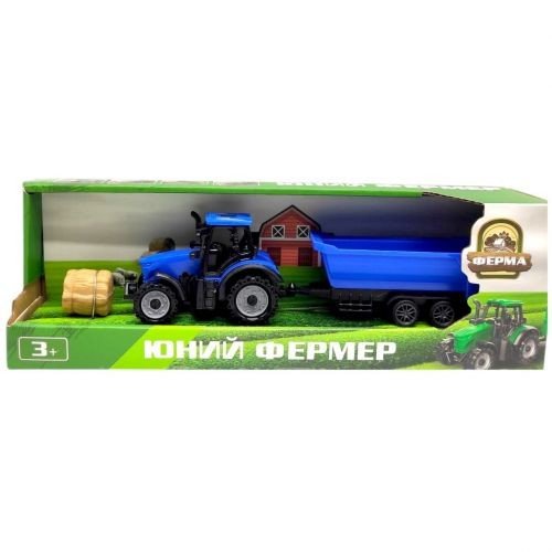 ТРАКТОР З ПРИЧЕПОМ-КОВШЕМ (СИНІЙ)