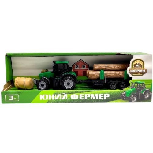 ТРАКТОР З ДРОВАМИ НА ПРИЧЕПІ (ЗЕЛЕНИЙ)