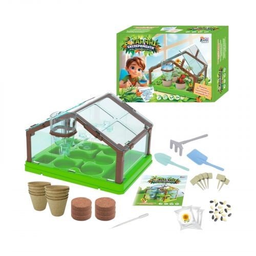 Ботанічні експерименти, ґрунт, теплиця, насіння, інструменти, в коробці