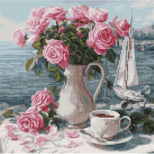 Алмазна мозаїка "Ранкові троянди" 40x40см