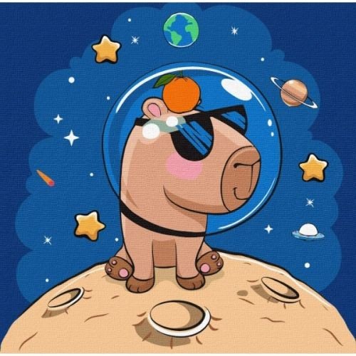 Картина за номерами "Капібара в космосі" 30x30см