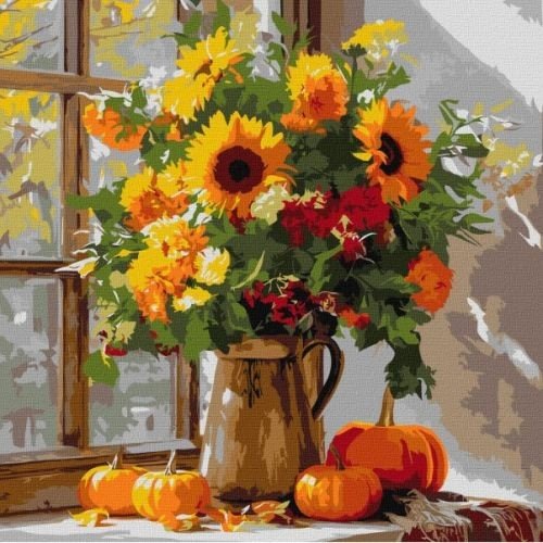 Картина за номерами "Осінній букет із соняхів" 40x40см