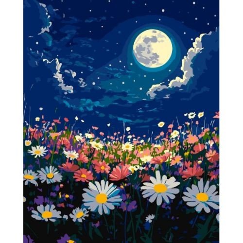 Картина за номерами "Містична ніч над весняним лугом" 40х50 см