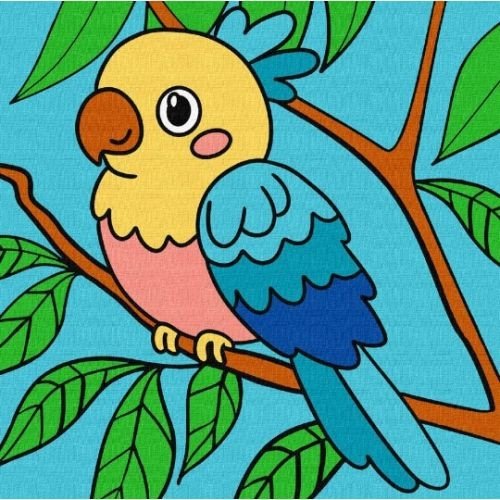 Картина за номерами "Яскрава папужка" 25х25 см