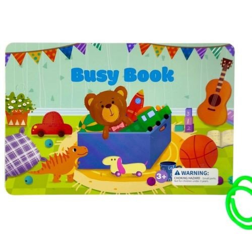 Логічна книжка (14 сторінок, картонна, елементи на липучках, цифри, кольори, тварини, геометричні фігури) ведмідь