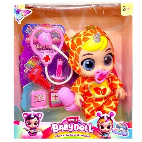 Лялька гумова "Cry Baby" висота 25 см (говорить, сміється, плаче, знімний одяг, рухливі кінцівки, пляшечка, пустушка, аксесуари) РУДА