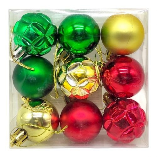 Новорічні прикраси, 9 штук, кульки, D=4 см, у слюді