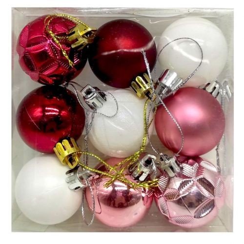 Новорічні прикраси, 9 штук, кульки, D=4 см, у слюді