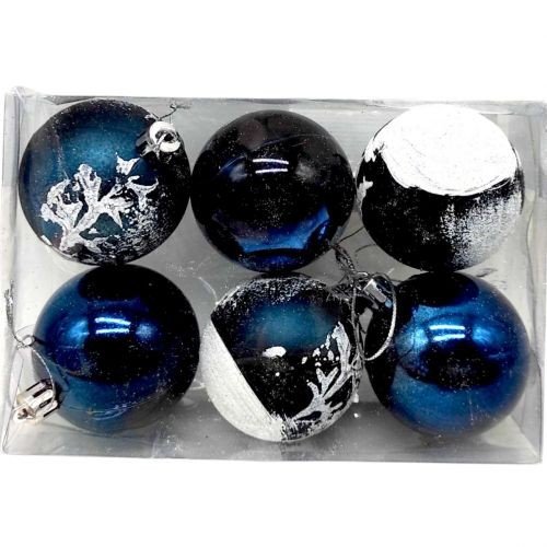 Новорічні прикраси, 6 штук, кульки, D = 5,5  см, у слюді