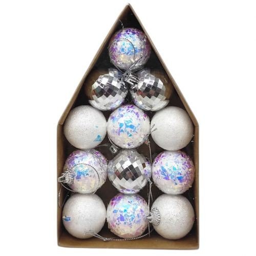 Новорічні прикраси, 12 штук, D=4 см, в коробці