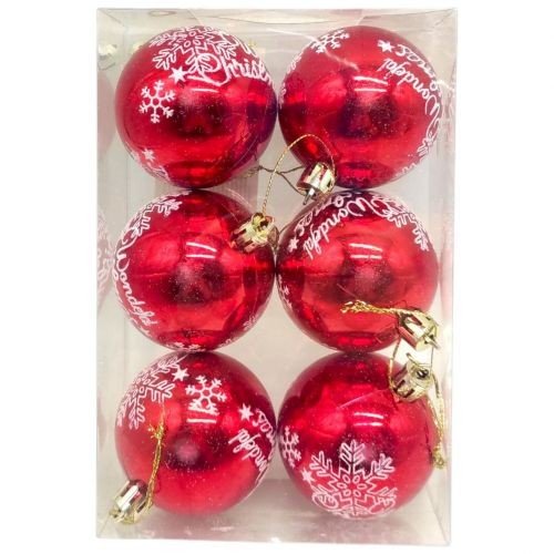 Новорічні прикраси, 6 штук, кульки, D=6 см, у слюді