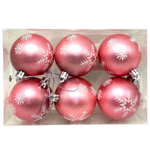 Новорічні прикраси, 6 штук, кульки, D=6 см, у слюді