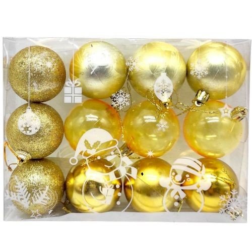 Новорічні прикраси,12 штук, кульки, D = 4,5 см, у слюді