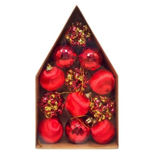 Новорічні прикраси, 12 штук, кульки, D = 5 см, в коробці