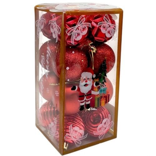 Новорічні прикраси, 16 штук, кульки, D=5 см, у слюді